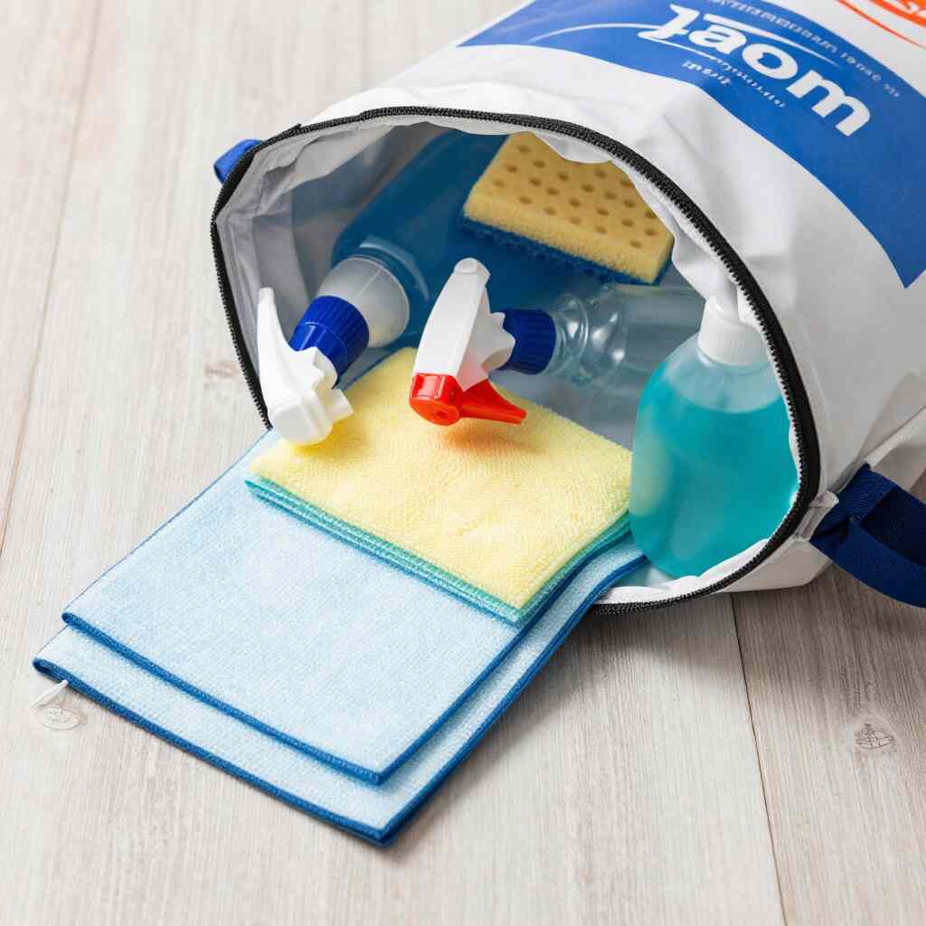 an-opened-bag-of-cleaning-equipment-supplies an-opened-bag-of-cleaning-equipment-supplies