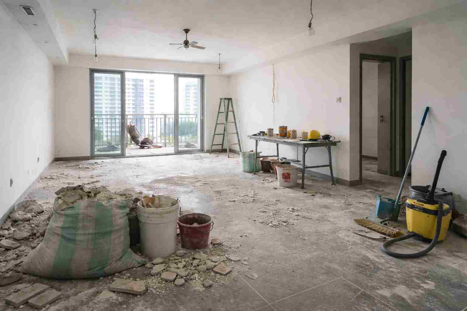 image of a living room in Sinagpore undergoing renovation Post Renovation Room